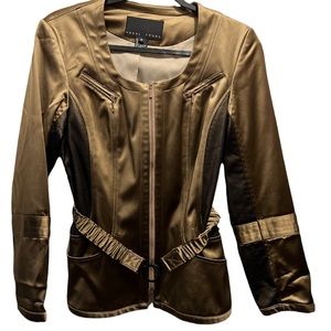 Yansi Fugel Women’s Belted Versatile High Fashion Jacket Blazer Zip Up Corset